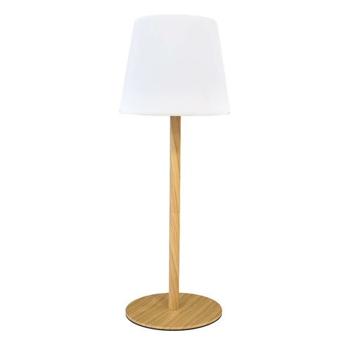 Lampka nocna LED Intesi nowoczesna bezprzewodowa z efektem drewna do sypialni 40 cm