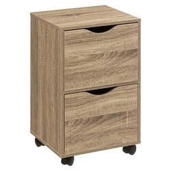 Szafka nocna 33 cm z 2 szufladami na kółkach, nowoczesna, naturalna - 5five simply smart