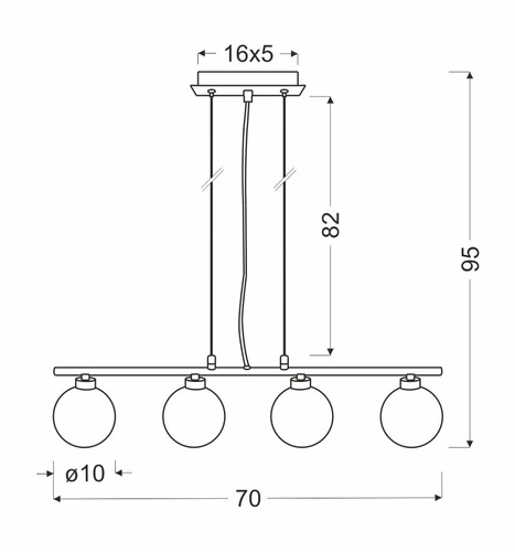 Lampa wisząca Raisa nowoczesna szklana chromowana do salonu i jadalni 4-punktowa