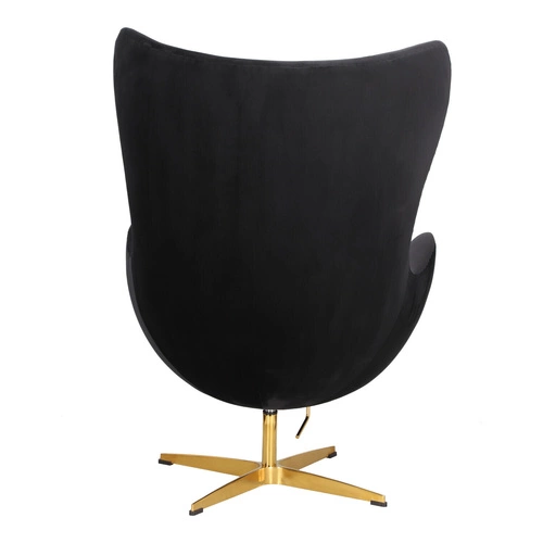 Fotel Jajo Egg czarny welur obrotowy do salonu i biura nowoczesny glamour złota podstawa
