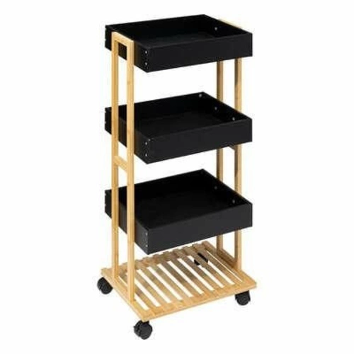 Natureo drewniany wózek do łazienki na kółkach pojemny 3 półki nowoczesny 5five