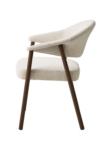 Krzesło tapicerowane Klen beżowe dębowe z podłokietnikami do jadalni i salonu skandynawskie