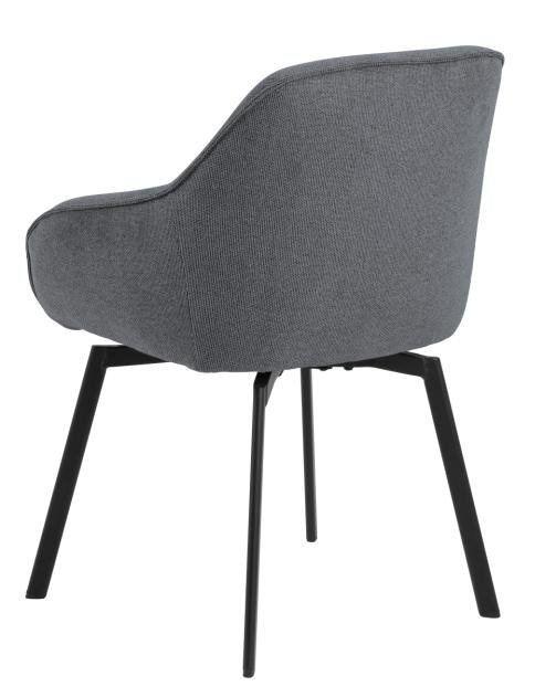 Krzesło tapicerowane Clara Actona szare do jadalni z podłokietnikami na metalowych nogach