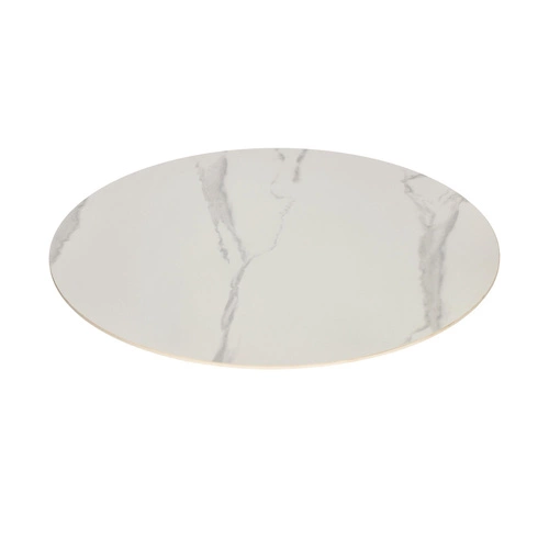 Stół okrągły do jadalni Simplet Skinny Premium Stone biały marmur nowoczesny na jednej nodze 90 cm