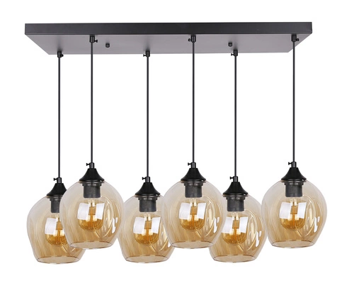 Lampa wisząca Aspa czarny 6x40W E27  klosz brązowy