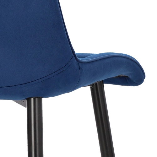 Krzesło do jadalni Plaid Intesi tapicerowane welurowe granatowe nowoczesne czarne nogi