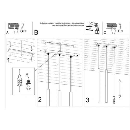 Lampa wisząca sufitowa Pastelo 3 ochra czerwona nowoczesna regulowana do salonu