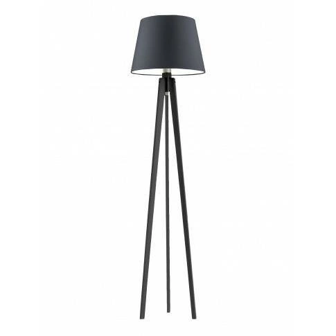 Lampa stojąca do salonu Curacao czarna z abażurem nowoczesna drewniana Lysne 158 cm
