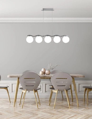 Lampa wisząca Ramon nowoczesna 5-punktowa biała chrom do salonu kuchni jadalni