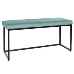 Ławka tapicerowana Donore niebieska glamour do przedpokoju welurowa na czarnych nogach