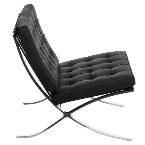 Fotel wypoczynkowy BA1 inspirowany Barcelona czarna ekoskóra nowoczesny do salonu glamour