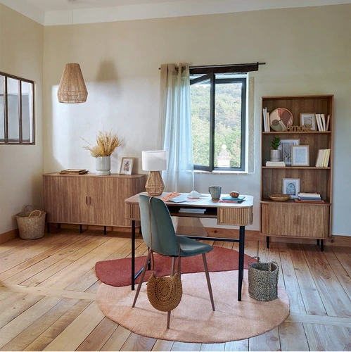 Lampka nocna do sypialni Lila Atmosphera nowoczesna boho biała z abażurem 40 cm