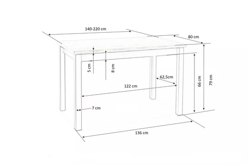 Stół rozkładany Tiago 2 do jadalni 140-220 cm nowoczesny dąb naturalny Intesi