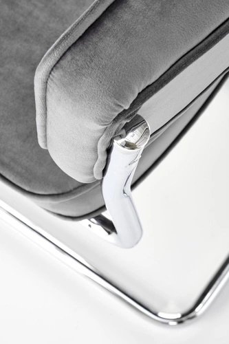 Krzesło tapicerowane welurowe Nelson Intesi szare na płozach do jadalni nowoczesne glamour