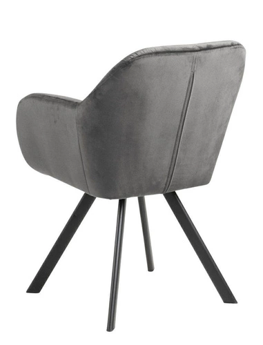 Krzesło tapicerowane Lola VIC Actona szare welurowe glamour z podłokietnikami do jadalni