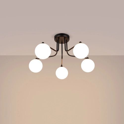 Żyrandol ASTRAL 5 czarny szklane kule minimalistyczny do salonu i jadalni