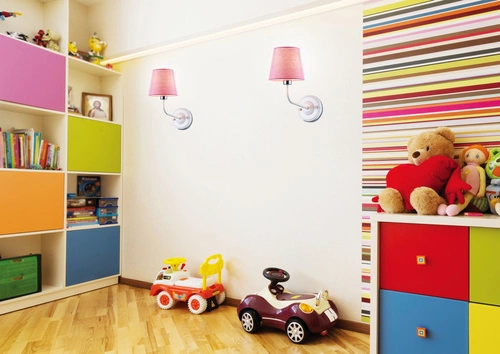 Kinkiet ścienny glamour York biały z różowym kloszem do sypialni i salonu Ledea 33 cm