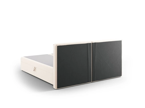 Łóżko tapicerowane Jodie 160x200 beżowe z pojemnikiem welurowe do sypialni glamour