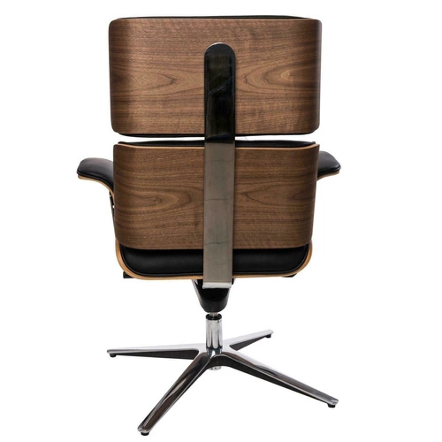 Fotel biurowy ergonomiczny VIP Exclusive Home czarny skórzany z podnóżkiem obrotowy D2.DESIGN