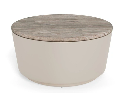 Stolik kawowy Cangas okrągły 80 cm szary marmurowy nowoczesny do salonu