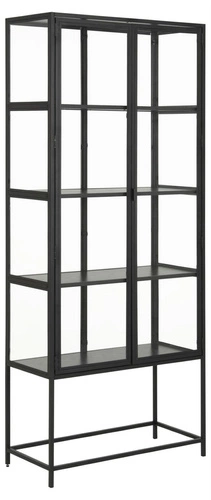 Witryna szklana na książki Seaford czarna nowoczesna do salonu i jadalni Actona 185 cm