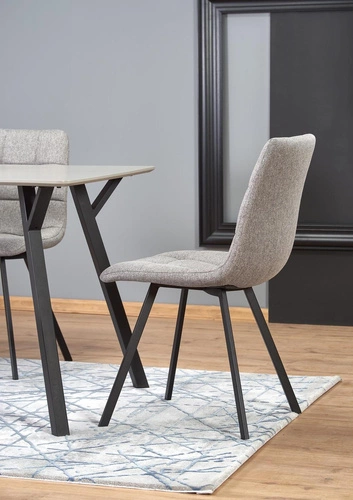 Stół loftowy do jadalni Gorbal 140x80 cm szary blat czarne nogi nowoczesny Intesi