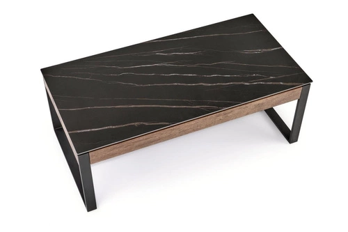 Stolik kawowy Amar prostokątny czarny marmur nowoczesny loftowy do salonu 121x61 cm Intesi