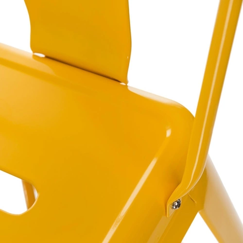 Hoker Paris Back 66 cm żółty metalowy z oparciem do wyspy kuchennej industrialny inspirowany Tolix