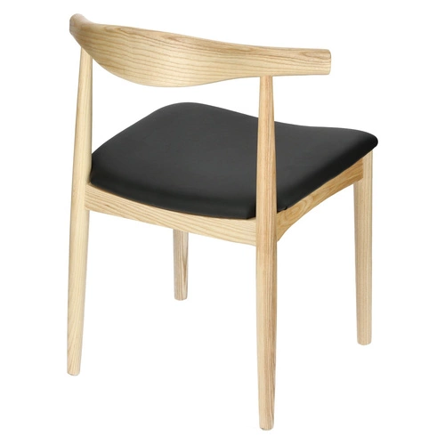 Krzesło drewniane Codo inspirowane Elbow Chair do jadalni naturalne z ekoskóry D2.DESIGN