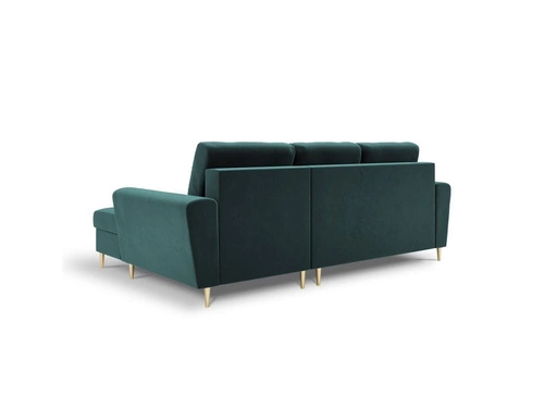 Narożnik z funkcją spania Moghan Petrol Velvet Prawostronna kolor nóg złoty