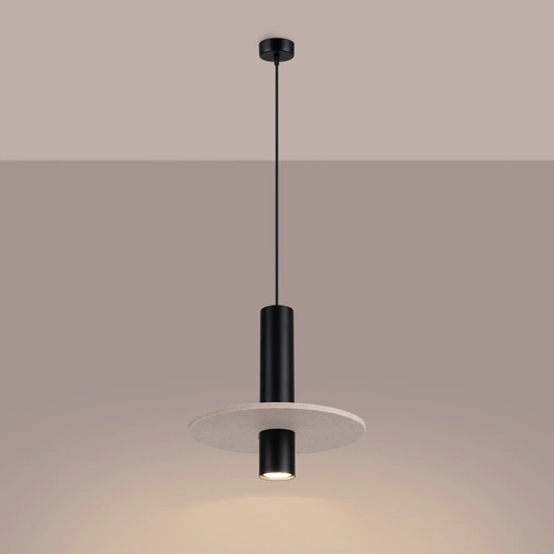 Lampa wisząca PELTA 1 nowoczesna czarna beżowa do salonu i jadalni 30 cm