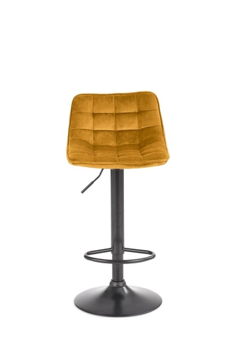 Hoker Plaid welurowy musztardowy z oparciem regulowany obrotowy nowoczesny do kuchni Intesi
