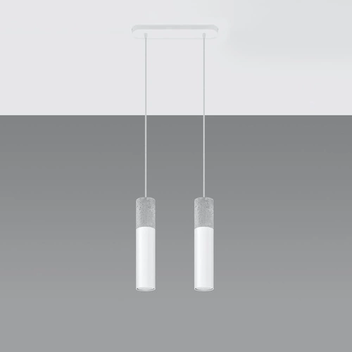 Lampa wisząca Borgio 2 biała nowoczesna do salonu i nad stół loftowa cementowa