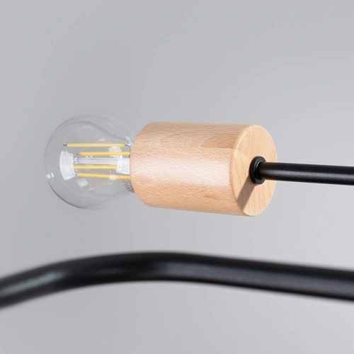 Żyrandol loftowy TIMBO 6 czarny drewniany do salonu i jadalni od SOLLUX LIGHTING