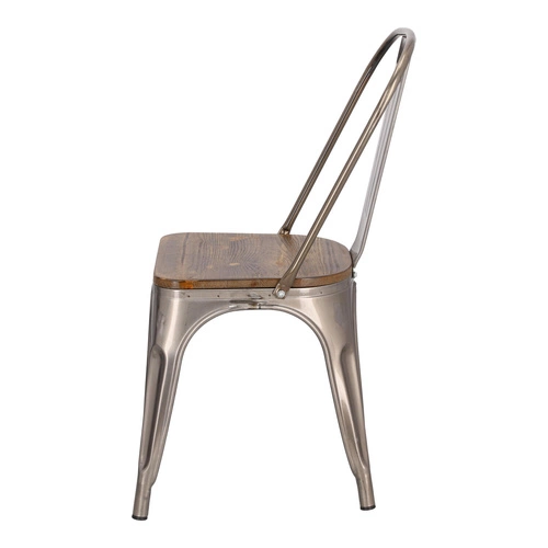 Krzesło Paris Wood D2.DESIGN metalowe z drewnianym siedziskiem do jadalni styl industrialny