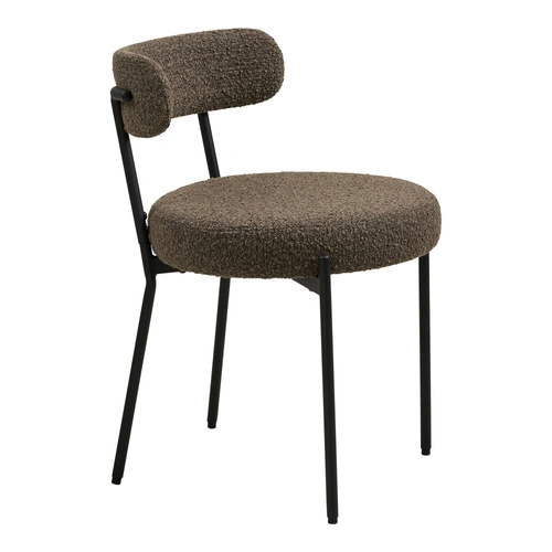 Krzesło Badalona tapicerowane bouclé brązowe do jadalni i salonu