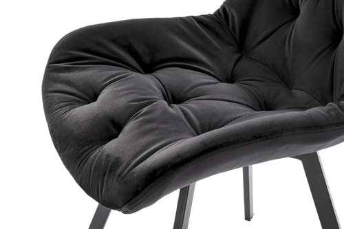 Krzesło welurowe obrotowe Veroniq czarne tapicerowane do salonu i biura nowoczesne Intesi