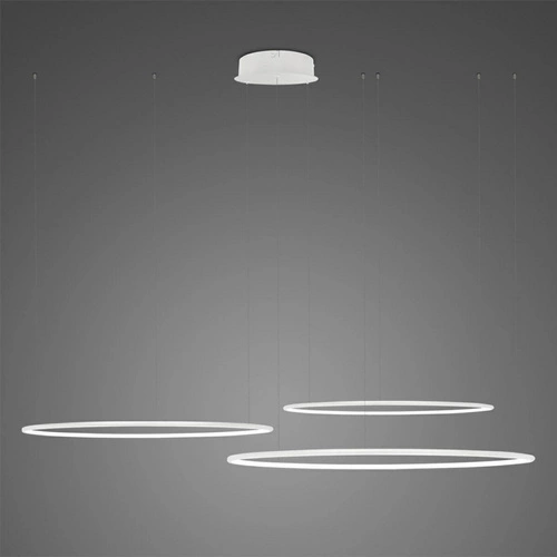 Lampa wisząca LED Ledowe Okręgi biała 80cm nowoczesna do salonu z regulacją wysokości
