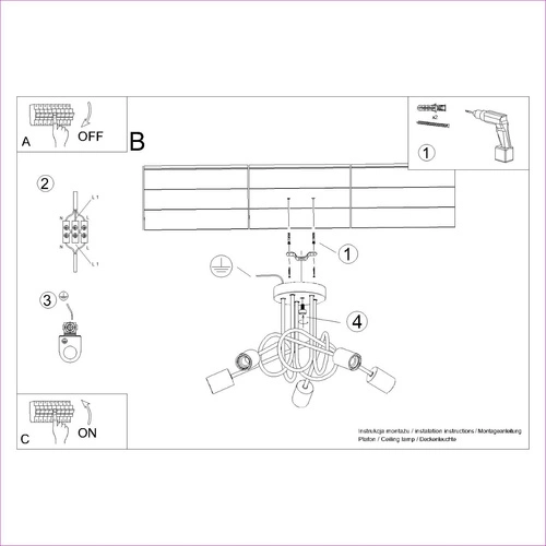 Żyrandol sufitowy EMBER 5 biały minimalistyczny z drewnem do salonu i jadalni 61 cm
