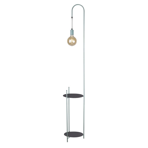 Lampa stojąca do salonu Walk czarna zielona nowoczesna metalowa z półką loft CANDELLUX