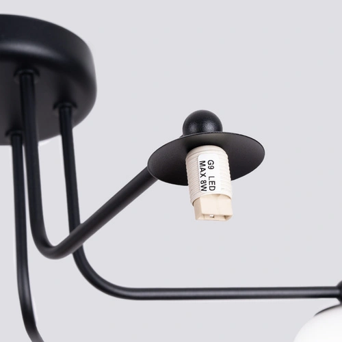 Żyrandol ASTRAL 5 czarny szklane kule minimalistyczny do salonu i jadalni