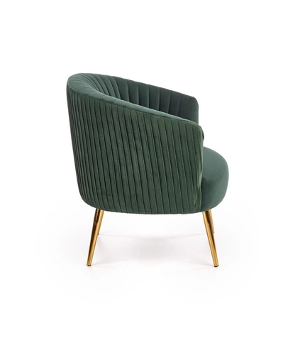 Fotel wypoczynkowy Dargo zielony welur nowoczesny do salonu na złotych nogach Intesi