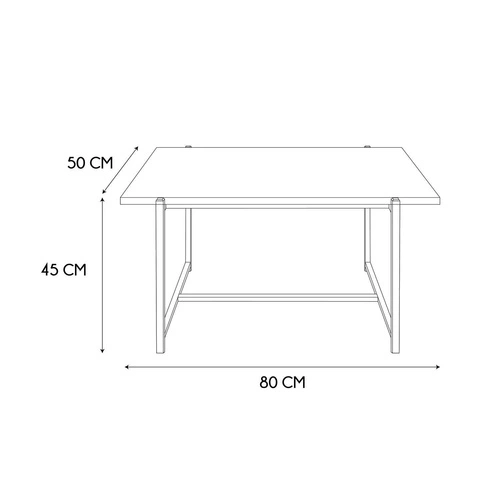 Stolik kawowy Loka prostokątny 80x50 nowoczesny loftowy drewniany z metalową podstawą do salonu