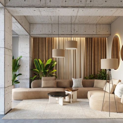 Lampa wisząca NEVIA beżowa minimalistyczna lampa do salonu i jadalni 40 cm