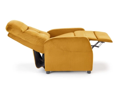 Fotel rozkładany do salonu Dativo welur żółty nowoczesny z funkcją spania Intesi