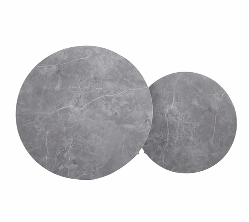 Zestaw 2 okrągłych stolików kawowych Tifa szary marmur nowoczesny loft do salonu 80/60 cm
