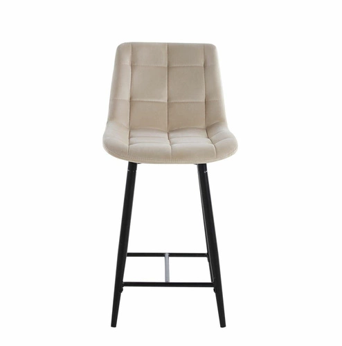 Hoker Poly Low welurowy beżowy z oparciem nowoczesny do kuchni i wyspy 61 cm Intesi