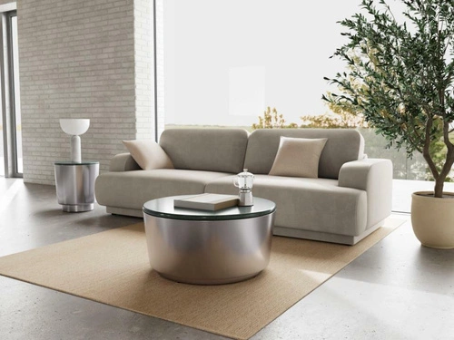 Stolik kawowy Cangas 80 cm okrągły marmurowy zielony nowoczesny Actona