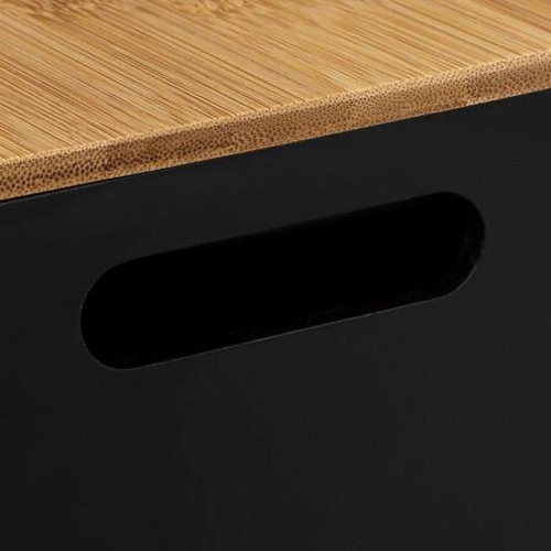 Zestaw 3 czarnych pudełek dekoracyjnych Bava bambusowych do sypialni lub biura 