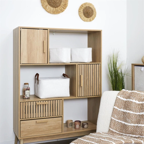 Zestaw 3 białych koszy sztruksowych Intesi dekoracyjnych do przechowywania do salonu